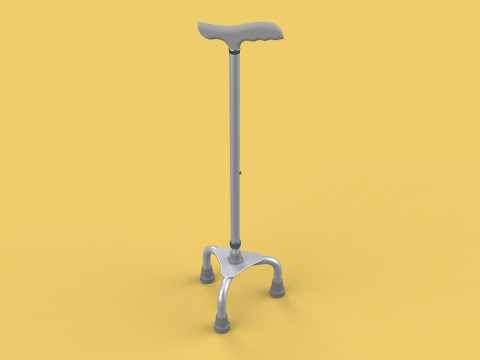 TRIPOD WALKING CANE AID ELDERLY STICK POLE GAIT 3 FEET LEG FOOT Modelo 3D