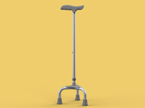 TRIPOD WALKING CANE AID ELDERLY STICK POLE GAIT 3 FEET LEG FOOT Modelo 3D