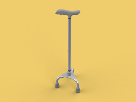 TRIPOD WALKING CANE AID ELDERLY STICK POLE GAIT 3 FEET LEG FOOT Modelo 3D