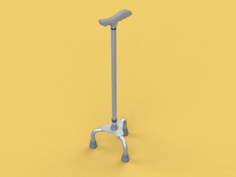 TRIPOD WALKING CANE AID ELDERLY STICK POLE GAIT 3 FEET LEG FOOT Modelo 3D