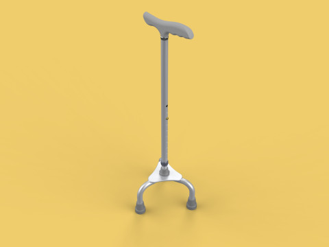 TRIPOD WALKING CANE AID ELDERLY STICK POLE GAIT 3 FEET LEG FOOT Modelo 3D
