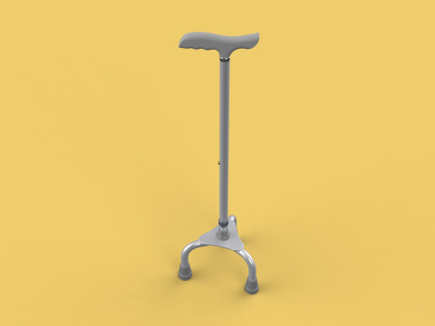 TRIPOD WALKING CANE AID ELDERLY STICK POLE GAIT 3 FEET LEG FOOT Modelo 3D