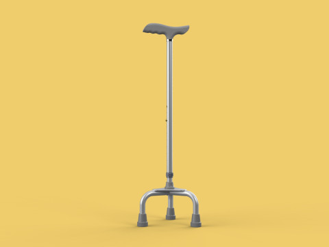 TRIPOD WALKING CANE AID ELDERLY STICK POLE GAIT 3 FEET LEG FOOT Modelo 3D