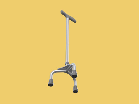 TRIPOD WALKING CANE AID ELDERLY STICK POLE GAIT 3 FEET LEG FOOT Modelo 3D