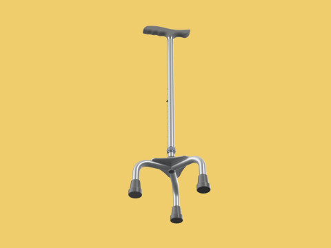 TRIPOD WALKING CANE AID ELDERLY STICK POLE GAIT 3 FEET LEG FOOT Modelo 3D