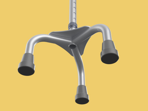 TRIPOD WALKING CANE AID ELDERLY STICK POLE GAIT 3 FEET LEG FOOT Modelo 3D