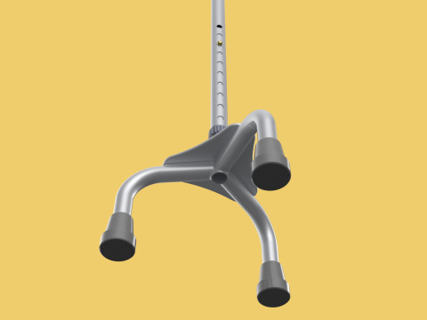 TRIPOD WALKING CANE AID ELDERLY STICK POLE GAIT 3 FEET LEG FOOT Modelo 3D