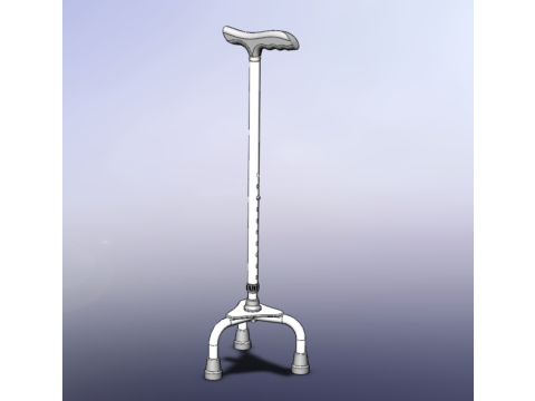 TRIPOD WALKING CANE AID ELDERLY STICK POLE GAIT 3 FEET LEG FOOT Modelo 3D