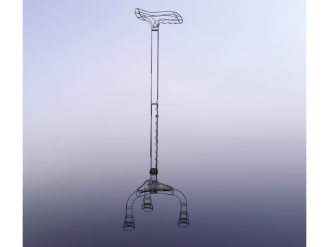 TRIPOD WALKING CANE AID ELDERLY STICK POLE GAIT 3 FEET LEG FOOT Modelo 3D