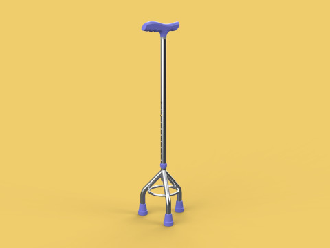 ELDERLY TRIPOD WALKING CANE AID SENIOR STICK POLE GAIT THREE LEG 3Dモデル