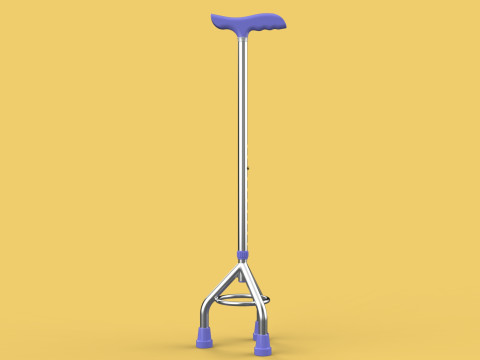 ELDERLY TRIPOD WALKING CANE AID SENIOR STICK POLE GAIT THREE LEG Modello 3D