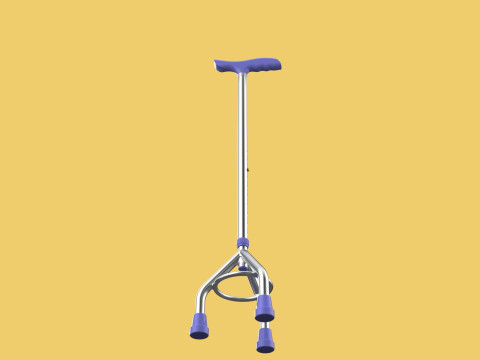 ELDERLY TRIPOD WALKING CANE AID SENIOR STICK POLE GAIT THREE LEG Modello 3D