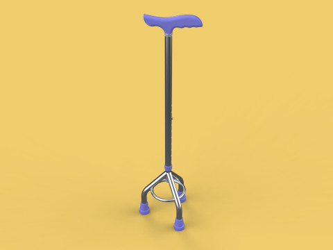 ELDERLY TRIPOD WALKING CANE AID SENIOR STICK POLE GAIT THREE LEG Modello 3D