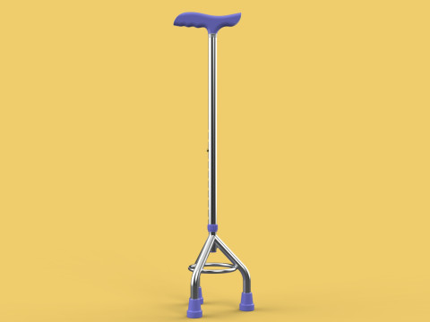 ELDERLY TRIPOD WALKING CANE AID SENIOR STICK POLE GAIT THREE LEG Modello 3D