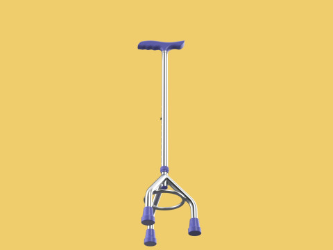 ELDERLY TRIPOD WALKING CANE AID SENIOR STICK POLE GAIT THREE LEG Modello 3D