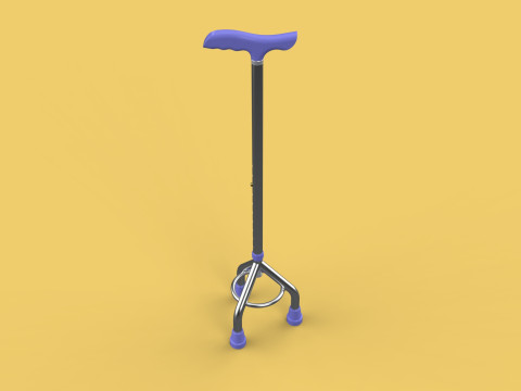 ELDERLY TRIPOD WALKING CANE AID SENIOR STICK POLE GAIT THREE LEG Modello 3D