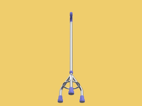 ELDERLY TRIPOD WALKING CANE AID SENIOR STICK POLE GAIT THREE LEG Modello 3D