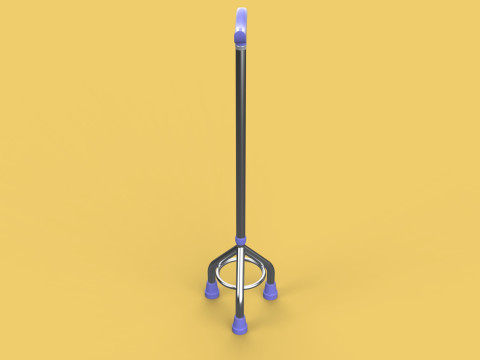 ELDERLY TRIPOD WALKING CANE AID SENIOR STICK POLE GAIT THREE LEG Modello 3D