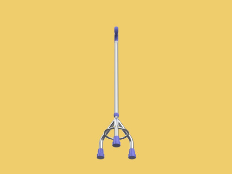 ELDERLY TRIPOD WALKING CANE AID SENIOR STICK POLE GAIT THREE LEG Modello 3D