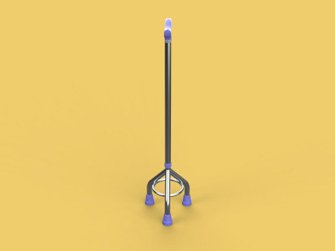 ELDERLY TRIPOD WALKING CANE AID SENIOR STICK POLE GAIT THREE LEG Modello 3D