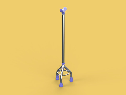 ELDERLY TRIPOD WALKING CANE AID SENIOR STICK POLE GAIT THREE LEG Modello 3D