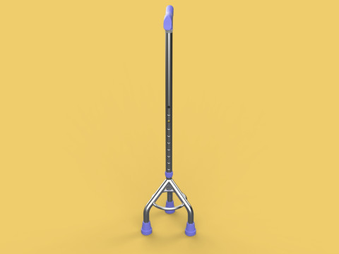 ELDERLY TRIPOD WALKING CANE AID SENIOR STICK POLE GAIT THREE LEG Modello 3D