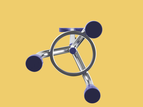 ELDERLY TRIPOD WALKING CANE AID SENIOR STICK POLE GAIT THREE LEG Modello 3D