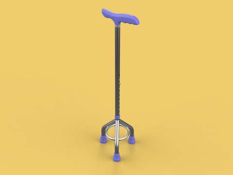 ELDERLY TRIPOD WALKING CANE AID SENIOR STICK POLE GAIT THREE LEG Modello 3D