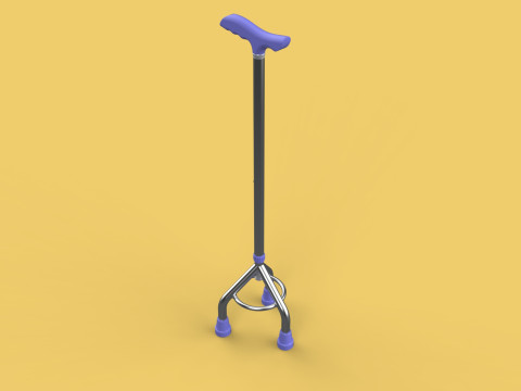 ELDERLY TRIPOD WALKING CANE AID SENIOR STICK POLE GAIT THREE LEG Modello 3D