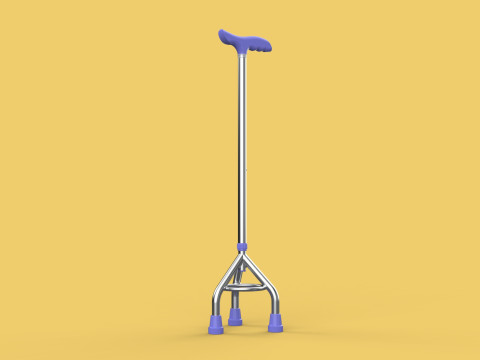 ELDERLY TRIPOD WALKING CANE AID SENIOR STICK POLE GAIT THREE LEG Modello 3D