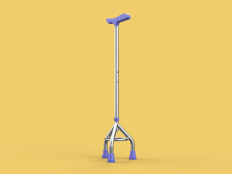 ELDERLY TRIPOD WALKING CANE AID SENIOR STICK POLE GAIT THREE LEG Modello 3D