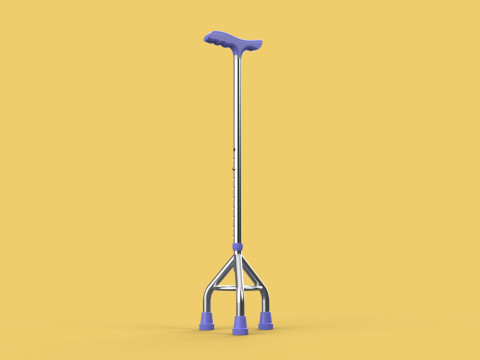 ELDERLY TRIPOD WALKING CANE AID SENIOR STICK POLE GAIT THREE LEG Modello 3D