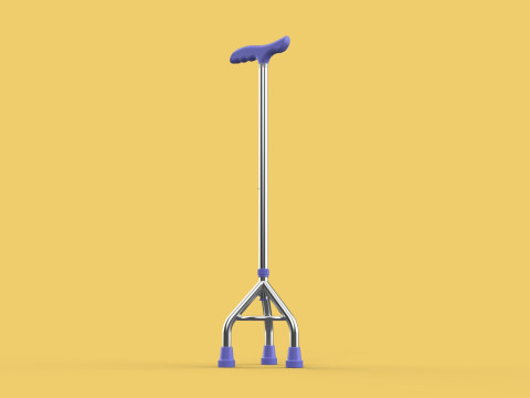 ELDERLY TRIPOD WALKING CANE AID SENIOR STICK POLE GAIT THREE LEG Modello 3D