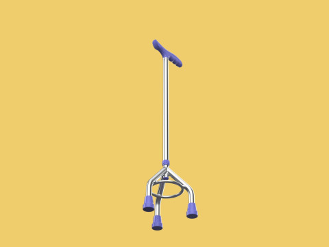 ELDERLY TRIPOD WALKING CANE AID SENIOR STICK POLE GAIT THREE LEG Modello 3D