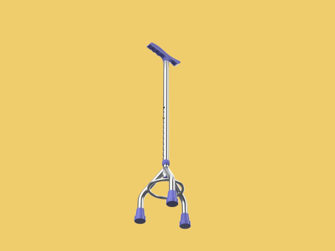 ELDERLY TRIPOD WALKING CANE AID SENIOR STICK POLE GAIT THREE LEG Modello 3D