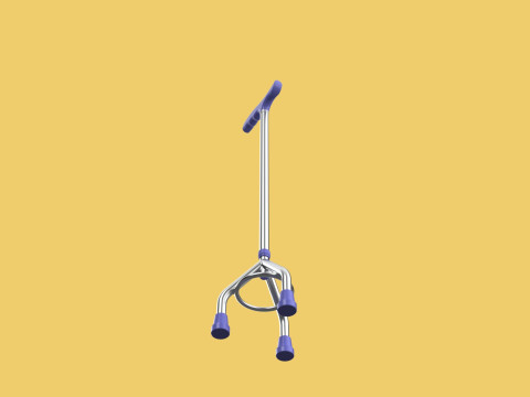 ELDERLY TRIPOD WALKING CANE AID SENIOR STICK POLE GAIT THREE LEG Modello 3D