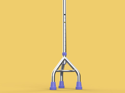 ELDERLY TRIPOD WALKING CANE AID SENIOR STICK POLE GAIT THREE LEG Modello 3D