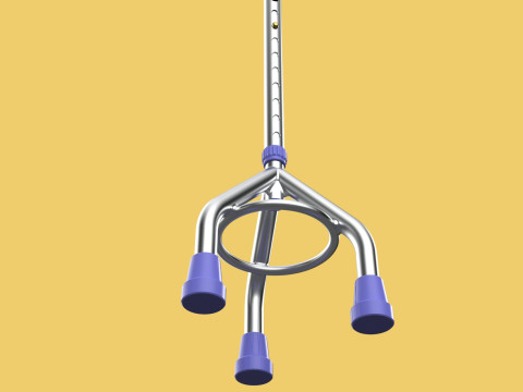 ELDERLY TRIPOD WALKING CANE AID SENIOR STICK POLE GAIT THREE LEG Modello 3D