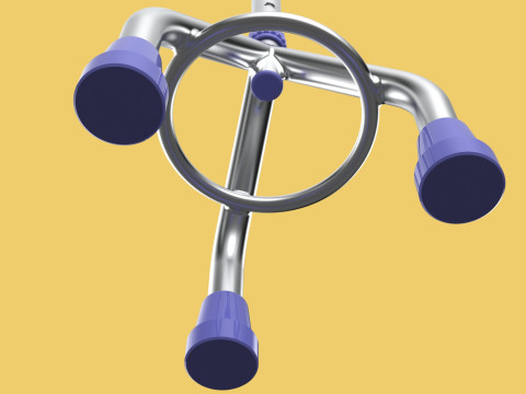 ELDERLY TRIPOD WALKING CANE AID SENIOR STICK POLE GAIT THREE LEG Modello 3D