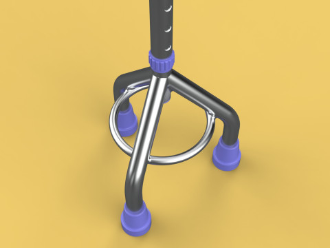 ELDERLY TRIPOD WALKING CANE AID SENIOR STICK POLE GAIT THREE LEG Modello 3D