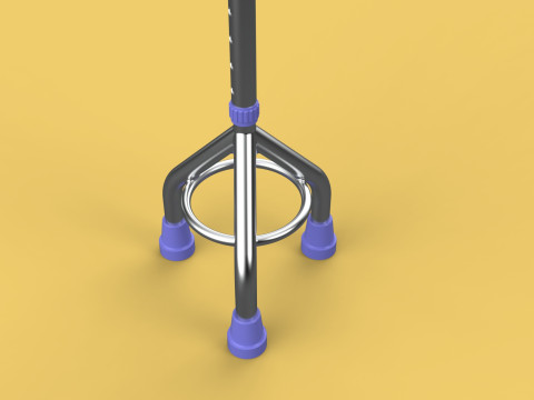 ELDERLY TRIPOD WALKING CANE AID SENIOR STICK POLE GAIT THREE LEG Modello 3D
