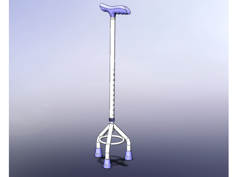 ELDERLY TRIPOD WALKING CANE AID SENIOR STICK POLE GAIT THREE LEG Modello 3D