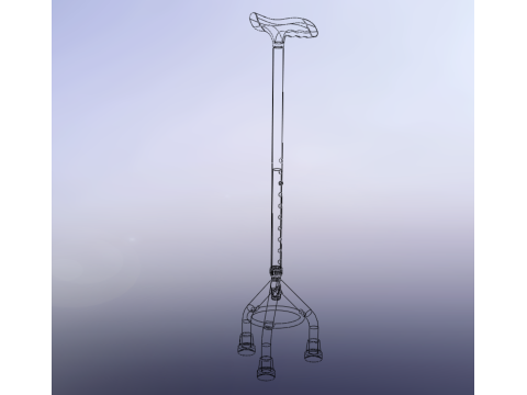ELDERLY TRIPOD WALKING CANE AID SENIOR STICK POLE GAIT THREE LEG Modello 3D