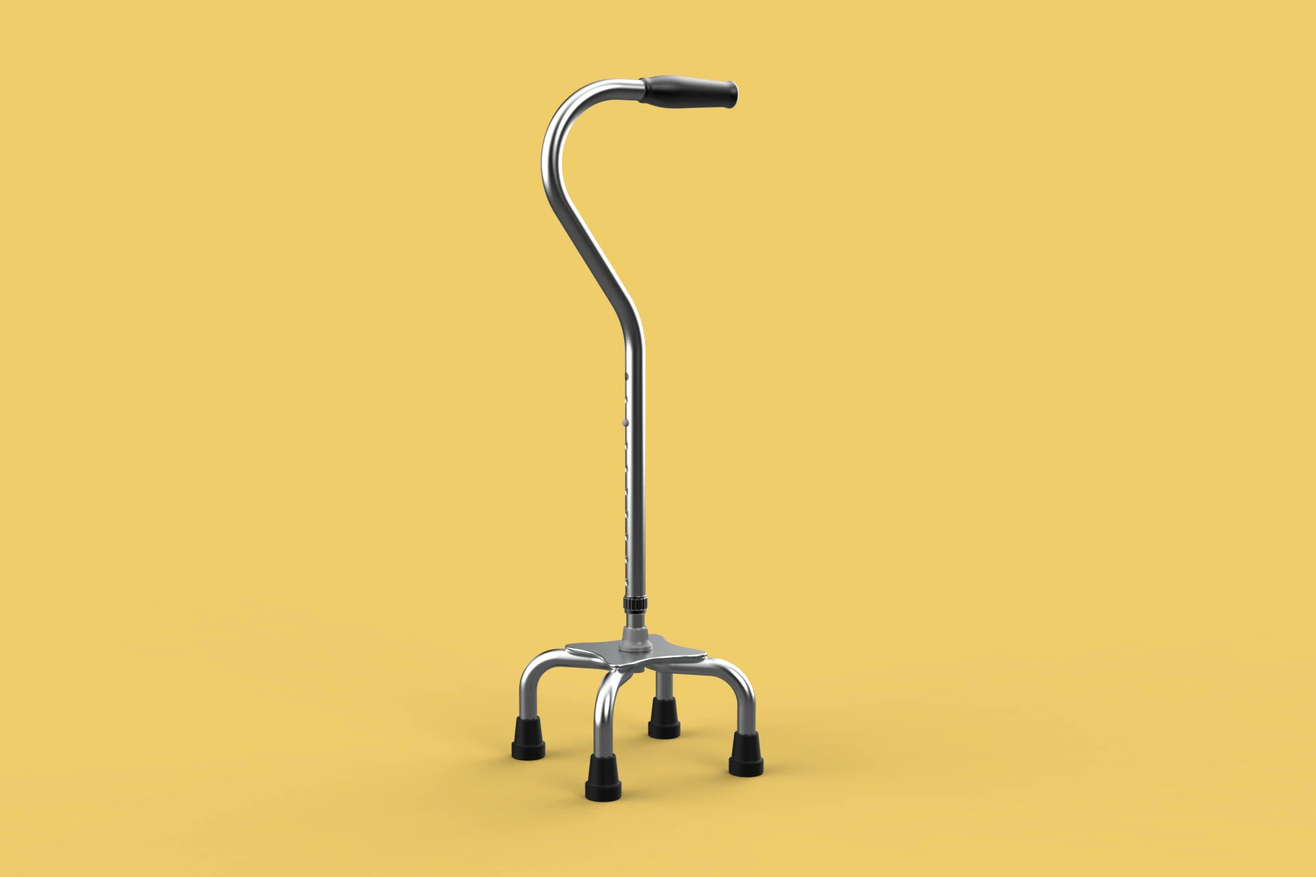 STANDARD QUADRIPOD WALKING CANE AID ELDERLY STICK POLE QUAD LEG 3D Model .c4d .max .obj .3ds .fbx .stl .blend 