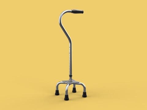 STANDARD QUADRIPOD WALKING CANE AID ELDERLY STICK POLE QUAD LEG 3Dモデル