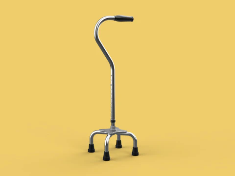 Alat Bantu Tebu Berjalan QUADRIPOD STANDAR KAKI QUAD Tiang TONGKAT LUA Model 3D