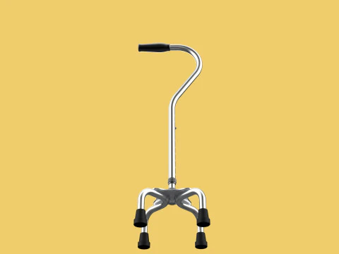 STANDARD QUADRIPOD WALKING CANE AID ELDERLY STICK POLE QUAD LEG 3D Model