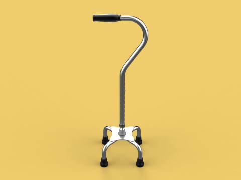 STANDARD QUADRIPOD WALKING CANE AID ELDERLY STICK POLE QUAD LEG 3Dモデル