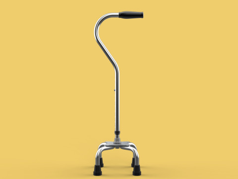 STANDARD QUADRIPOD WALKING CANE AID ELDERLY STICK POLE QUAD LEG 3Dモデル