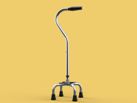 STANDARD QUADRIPOD WALKING CANE AID ELDERLY STICK POLE QUAD LEG 3Dモデル